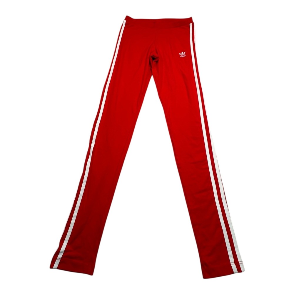Adidas 3 Stripe Red Athletic Leggings Joggers‎ Pants Women's Size 10